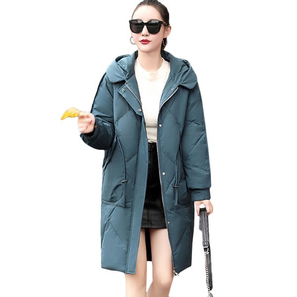 winter down jacket women's warm down cotton jackets korean fashion casual long hooded parkas overcoat tide f1214, Black